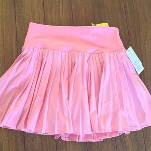 Pink Pleated Women's Skirt with shorts underneath